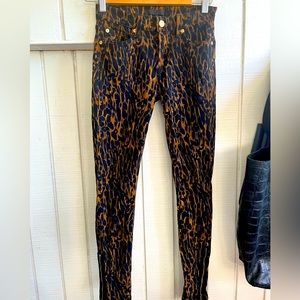 Vintage 7 For All Mankind Velvet Leopard Straight Leg Pants